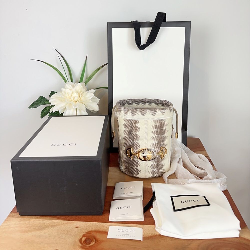 NWOT Gucci Snakeskin‎ Mini Zumi Bucket Bag